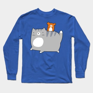 Blue Tabby Cat and Hamster Long Sleeve T-Shirt